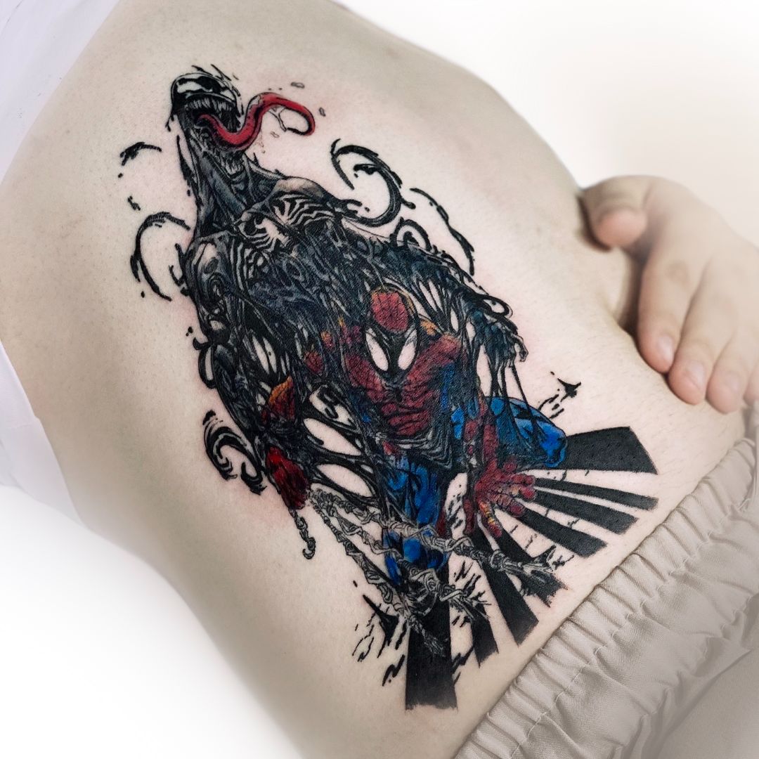 venon spiderman tattoo