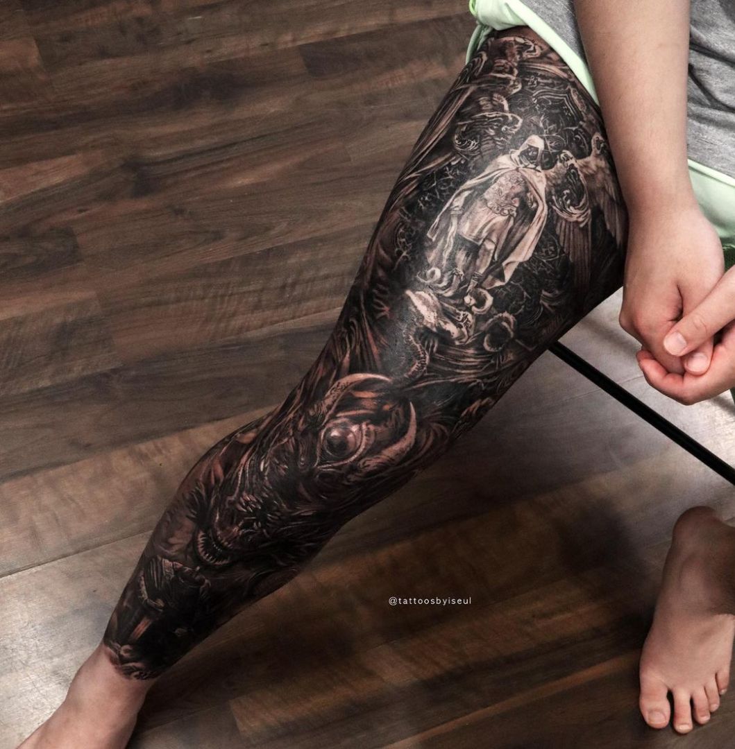 full leg tattoo